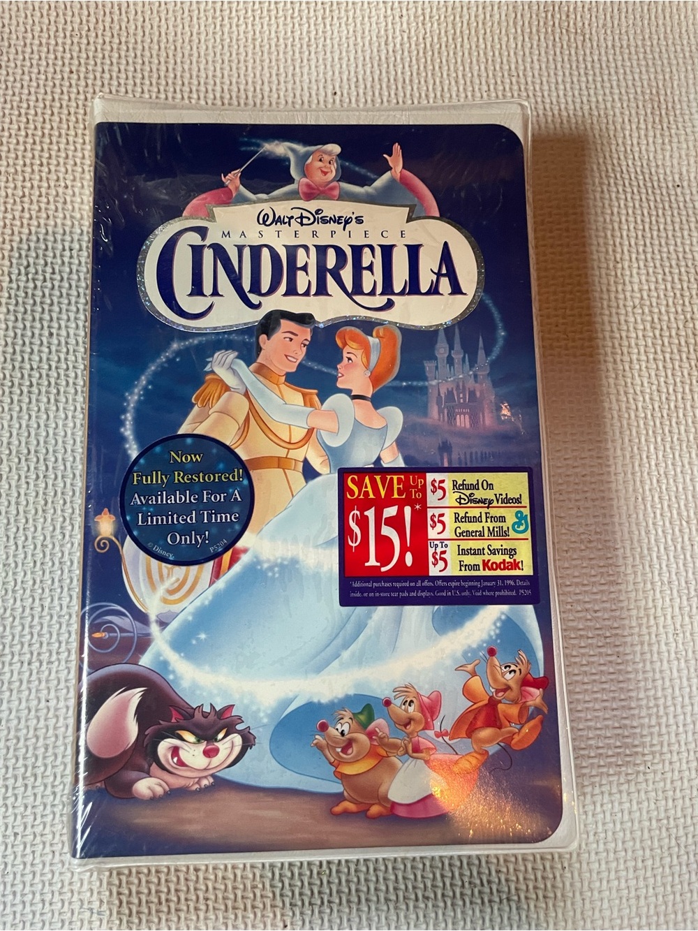 Walt Disney's Cinderella VHS - Blue Fairy Tale Cover masterpiece collection